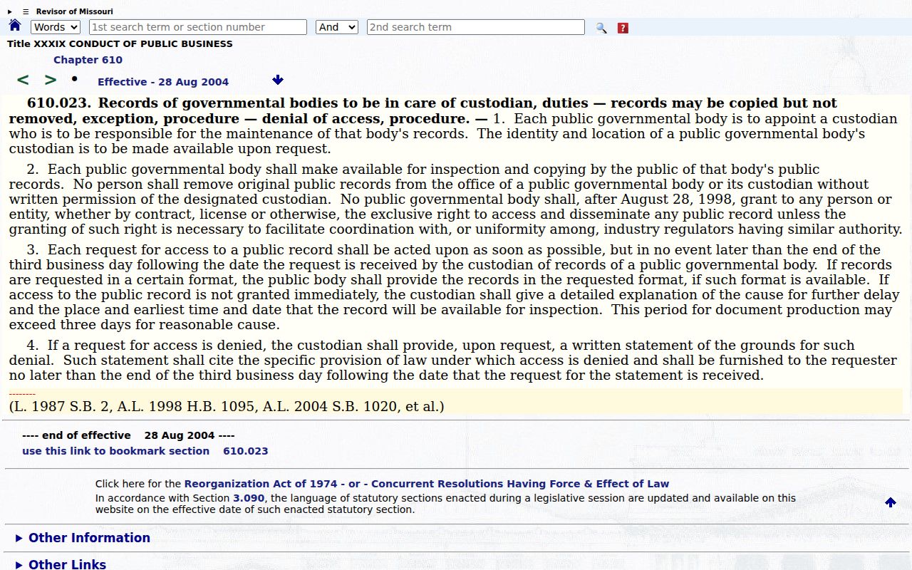 Raytown residents directory Missouri Sunshine Law records access